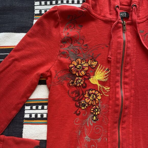 Buffalo by David Bitton Red Zip Up Hooded Sweater. Embroidered. Size Large. Y2K. - Picture 5 of 16
